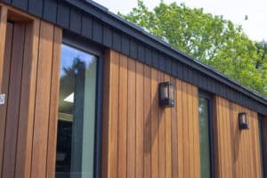 Happynest Homes Floya Showhome featuring ThermoWood timber cladding supplied by Duffield Timber