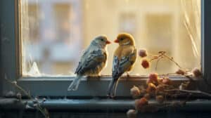 Prevent bird collisions with glass — modern house with large windows and garden